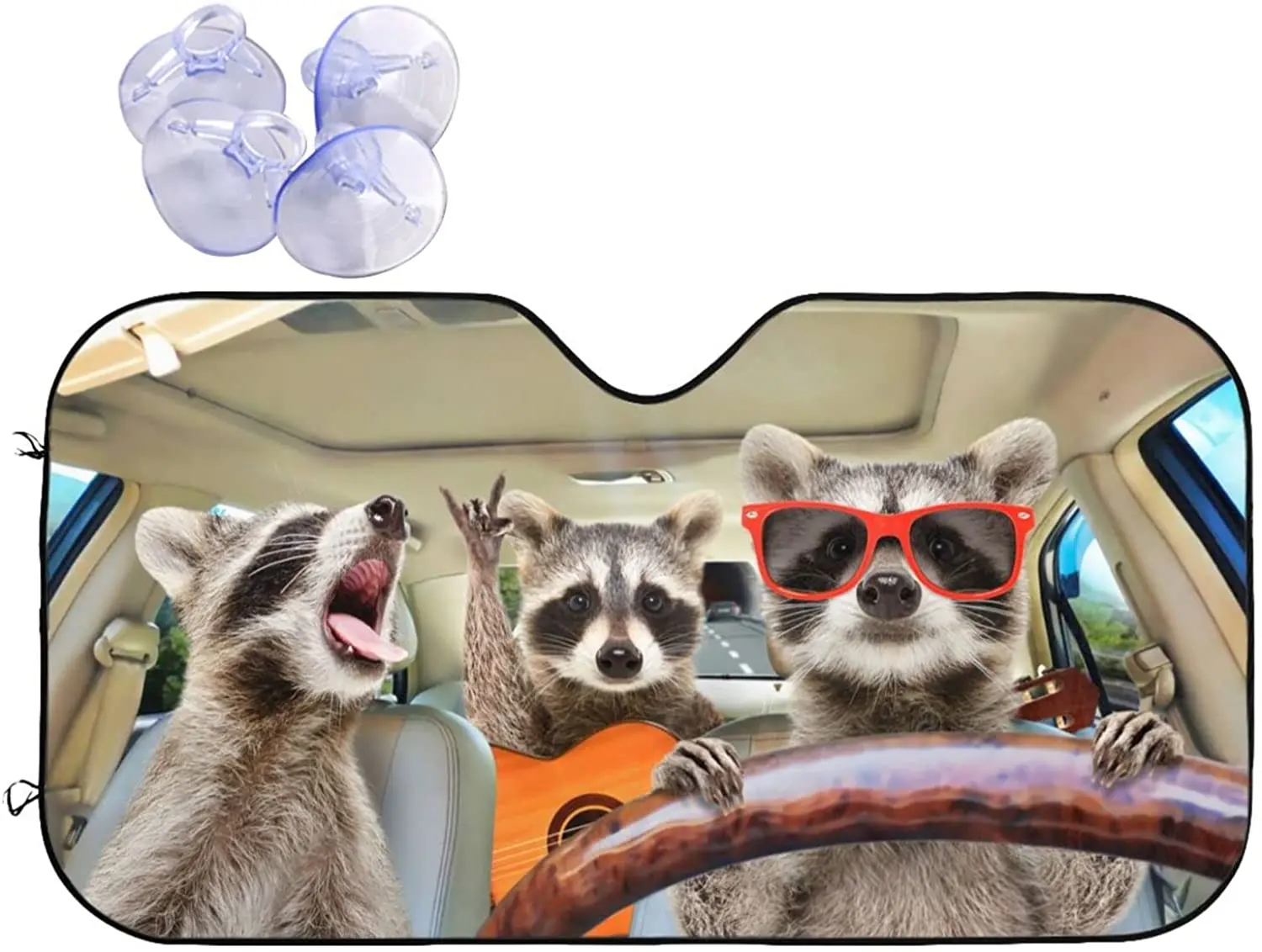 

Funny Raccoon Animal Windshield Sunshade for Car SUV Truck Foldable UV Ray Reflector Front Window Sunshade