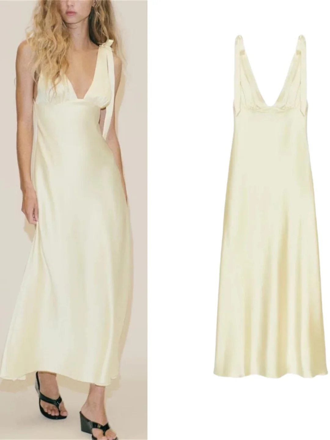 Nouveau automne Faion femmes conception soie Satin sensation Strapl Dr noeud décoration taille haute coton Polyester jupe