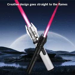 Hot Metal Turbine Torch Flame Spray Gun Red Flame Butane Gas Lightsaber Lighter Outdoor Windproof Kitchen Barbecue Welding Tool