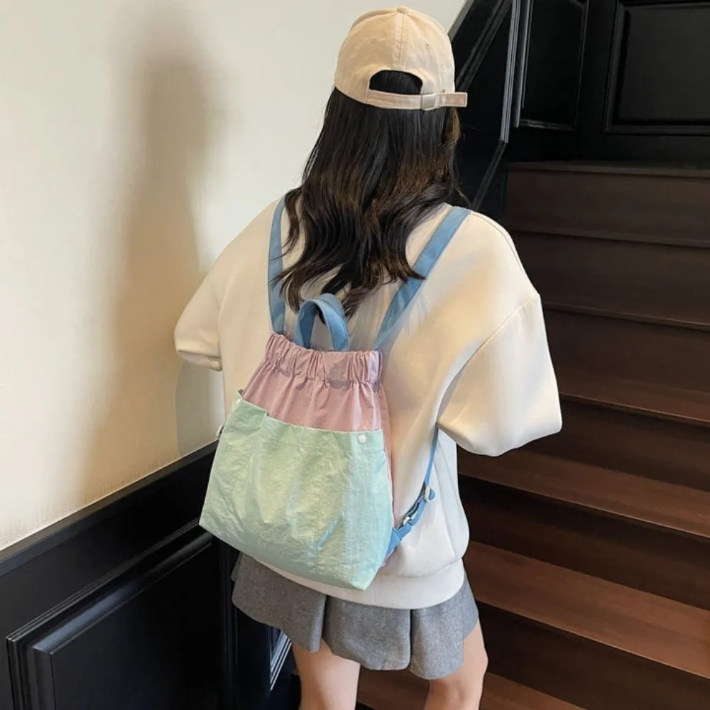 

Multi-pocket Nylon Backpack Contrasting Crossbody Bag Canvas Shoulder Bag Bucket Bag Large Capacity Women Handbag Outdoor