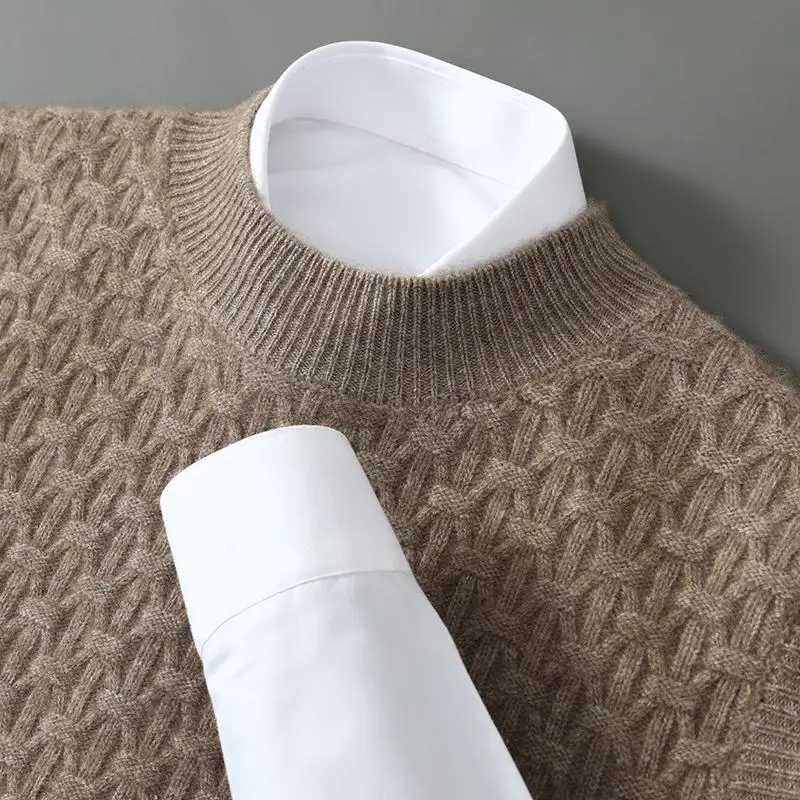 

100% pure wool sweater casual vest men's semi-turtleneck vest versatile knitted sleeveless vest