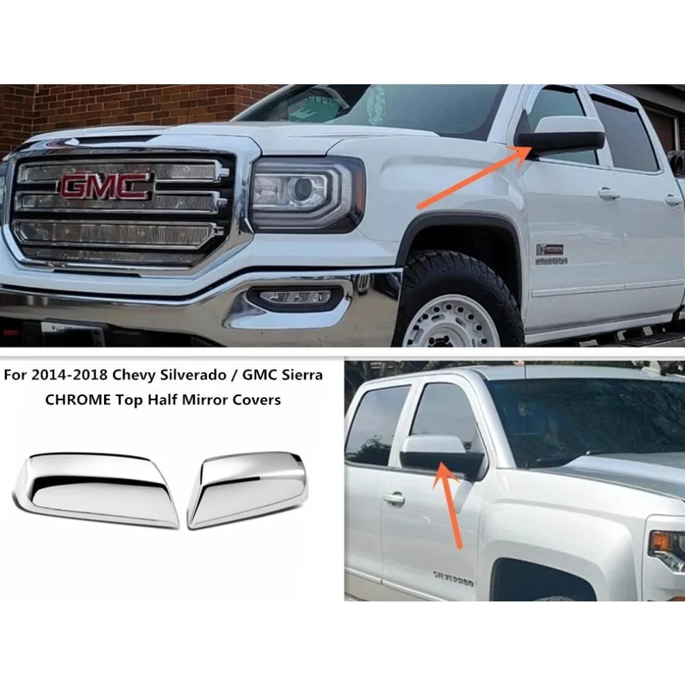 

Подходит для Chevy Silverado 1500 2500 3500 1 пара хромированных серебристых автомобильных зеркал заднего вида, крышки из АБС-пластика для GMC Sierra 22919758 22919757
