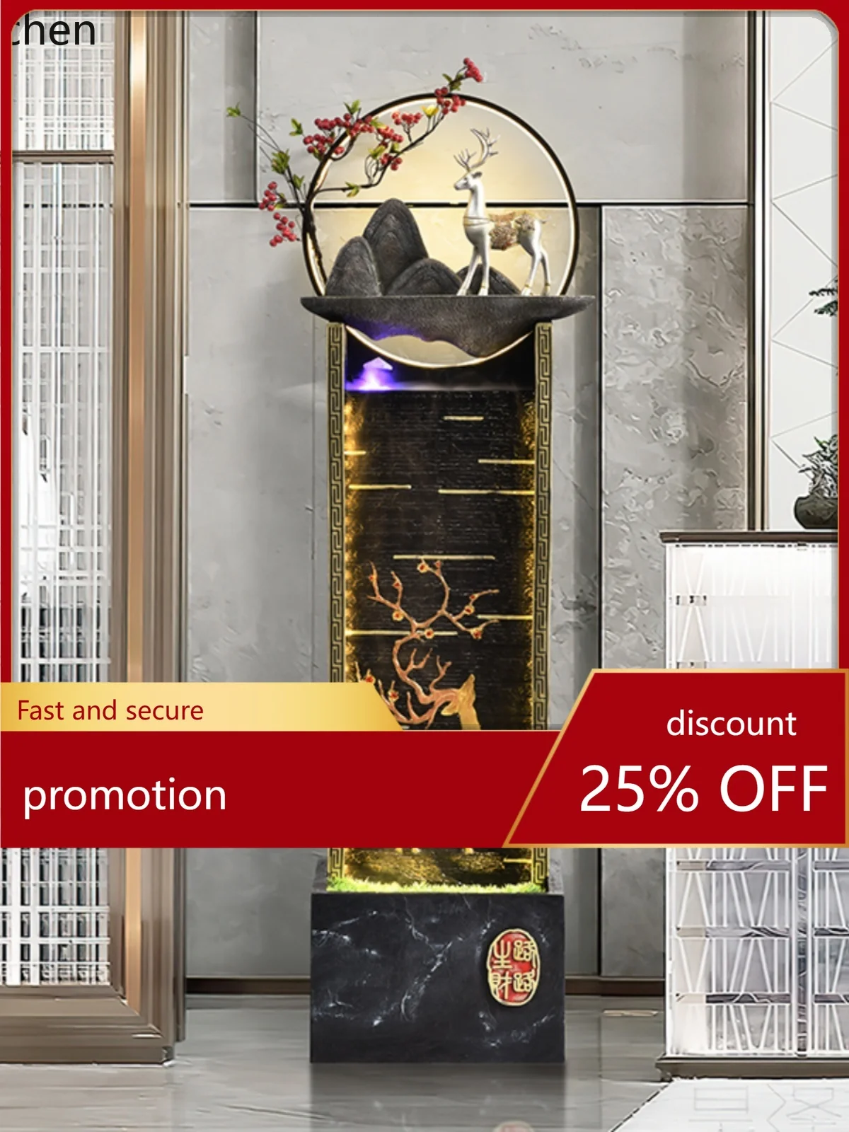 YFY Lucky Water Rockery Fountain Circulating Water Curtain Wall Indoor Living Room Decorations
