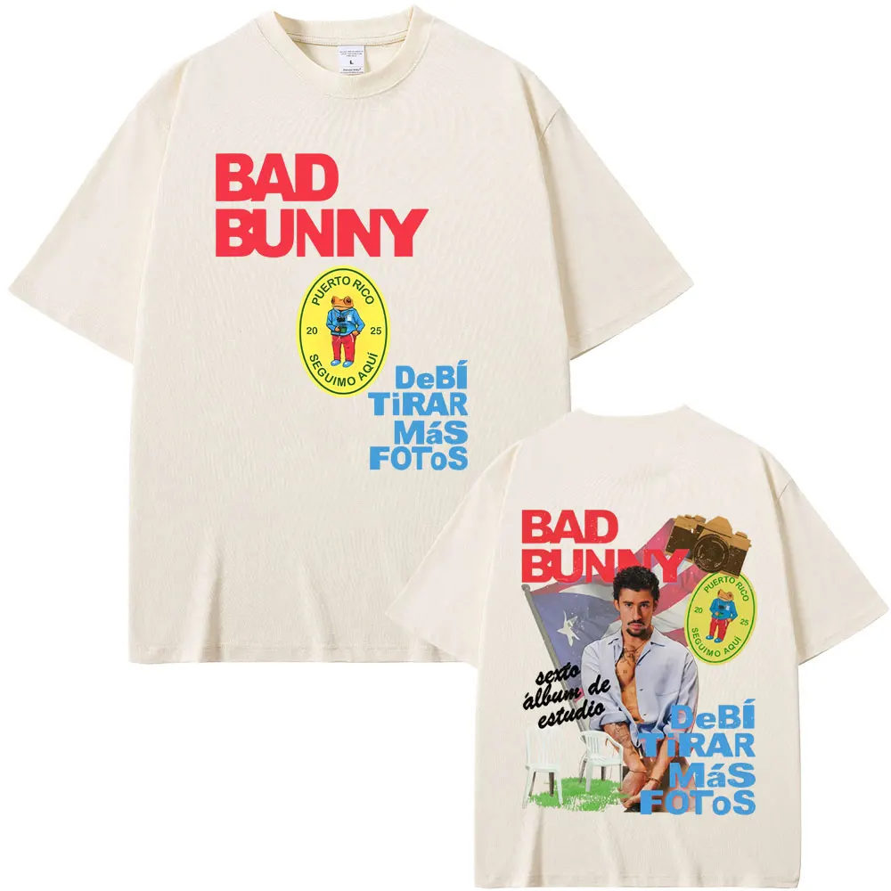 

Rapper Bad Bunny DeBi TiRAR MaS FOToS DTMF 2025 Tour T Shirts Men Women Hip Hop Pop Music T-shirts Male Retro Oversized Tshirt