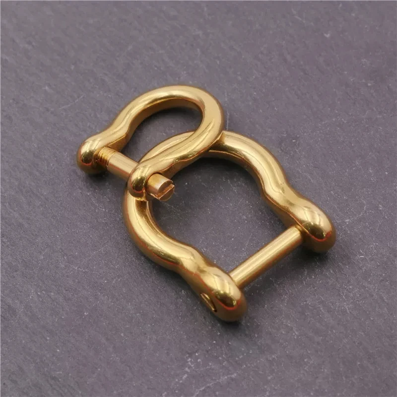 Japanese-Style Creative Brass Horseshoe Buckle with Flat Slot, Detachable DIY Accessory for Bags, Pure Copper Car Keychain, Free Shipping