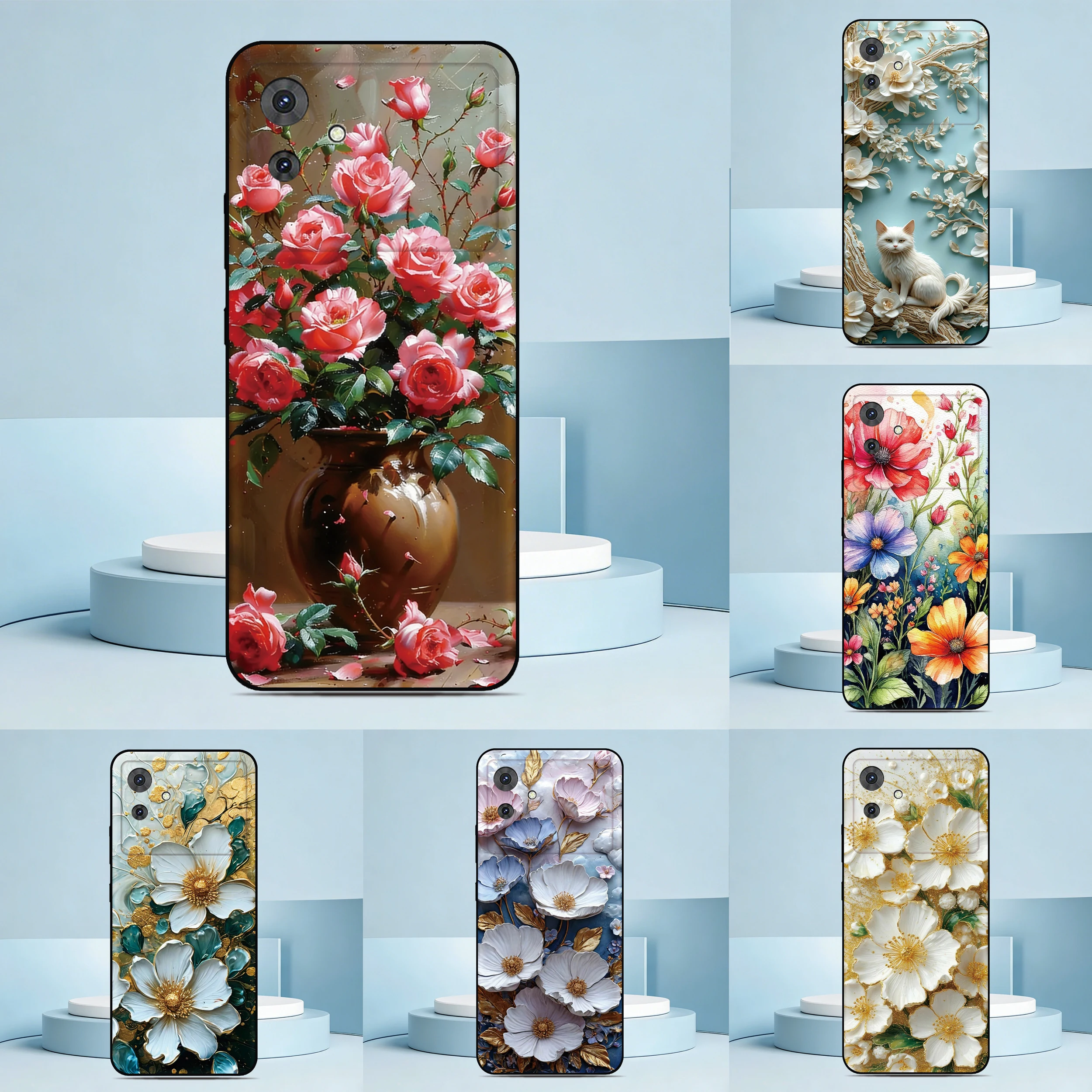 Funda para Teléfono con Diseño de Flores y Flora para iPhone 17 16 15 11 Pro Max X 7 8 SE 3 2 2020 2022 iPod Touch 7 6 5, Personalizable con Foto o Imagen