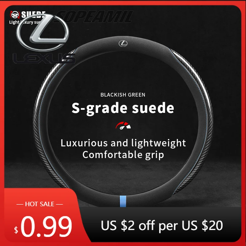 

Interior Stickers Car Carbon Fiber Suede Steering Wheel Cover Lexus F Sport ES200 ES300 LS500h RX300 GS250 GS300 IS300 LX570 CT2