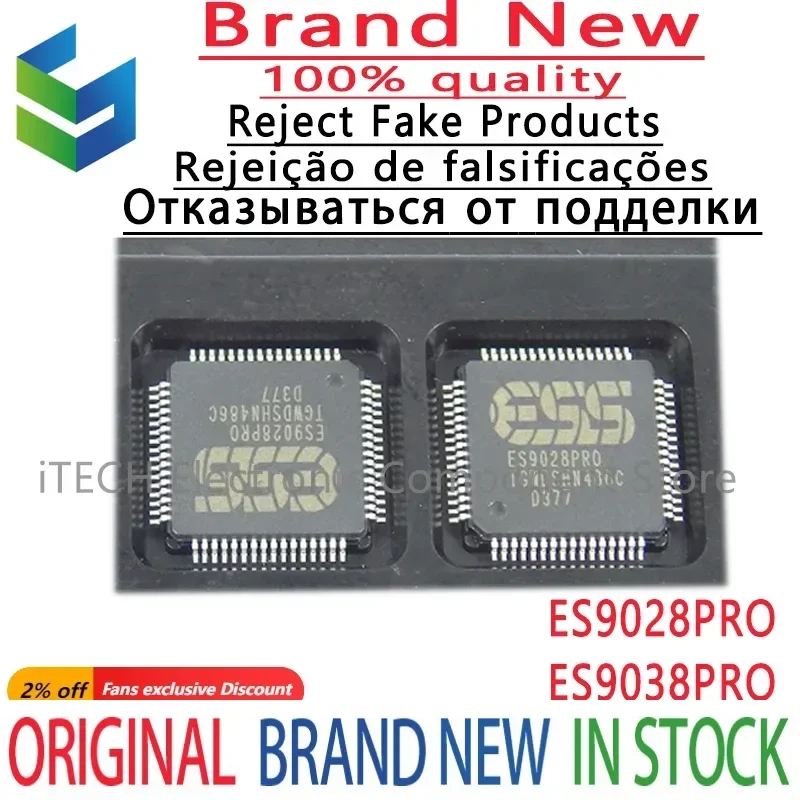 1pcs Original and Genuine ES9038pro ES9028pro ES9038 ES9028 DAC IC Chip 100% Original Authentic For HIFI Audio Amplifiers DAC