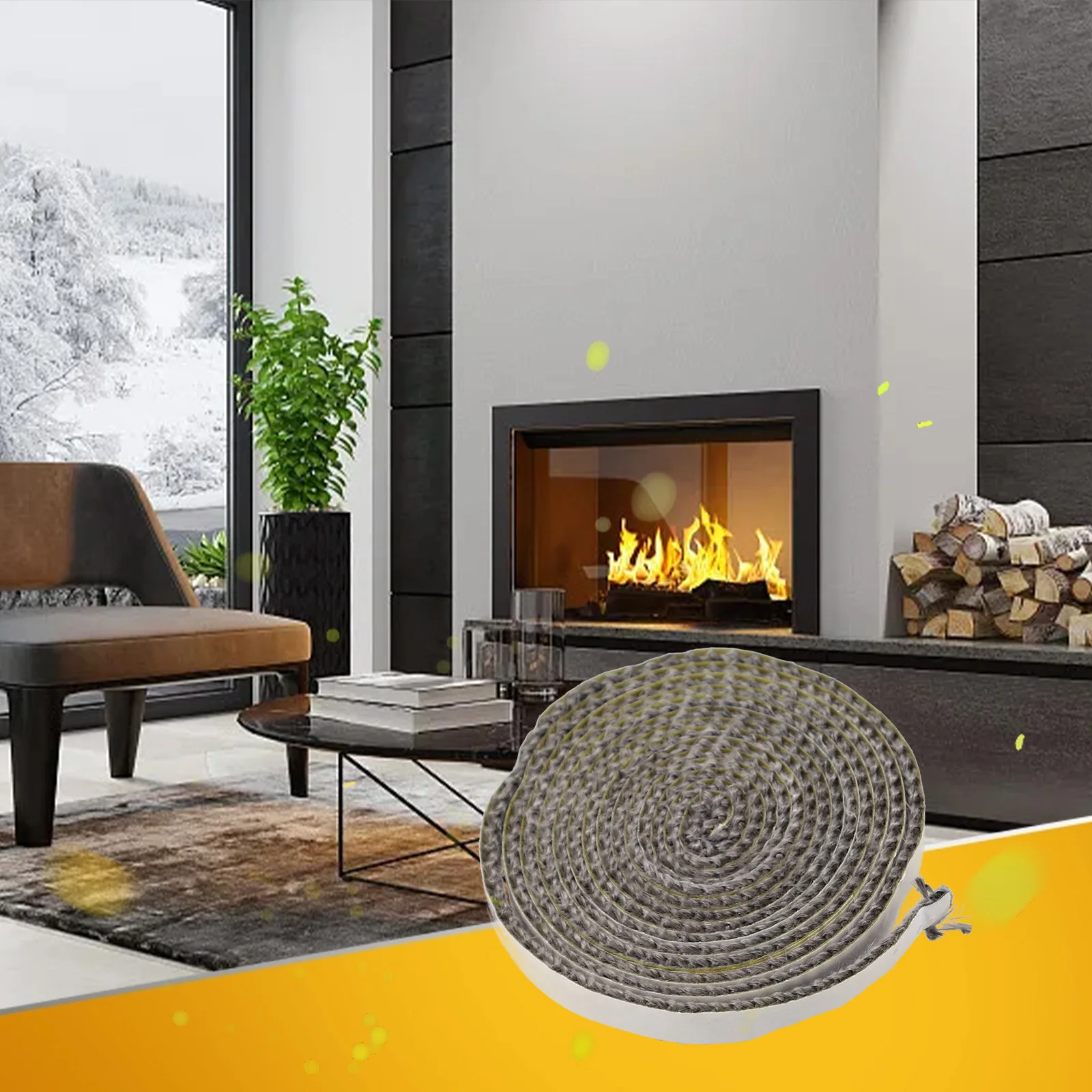 Nueva cuerda plana negra para estufas, cable de sellado de puerta de chimenea de fibra de vidrio autoadhesivo, cinta de junta de repuesto de 15mm de ancho y 2m de longitud