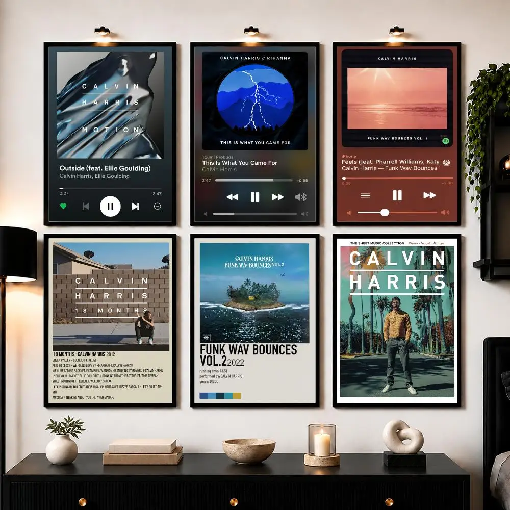 Singer C-Calvin H-Harris Poster Wall Art Sticker For Living Room Bedroom Bar Home Decor Mural Painting Decoration