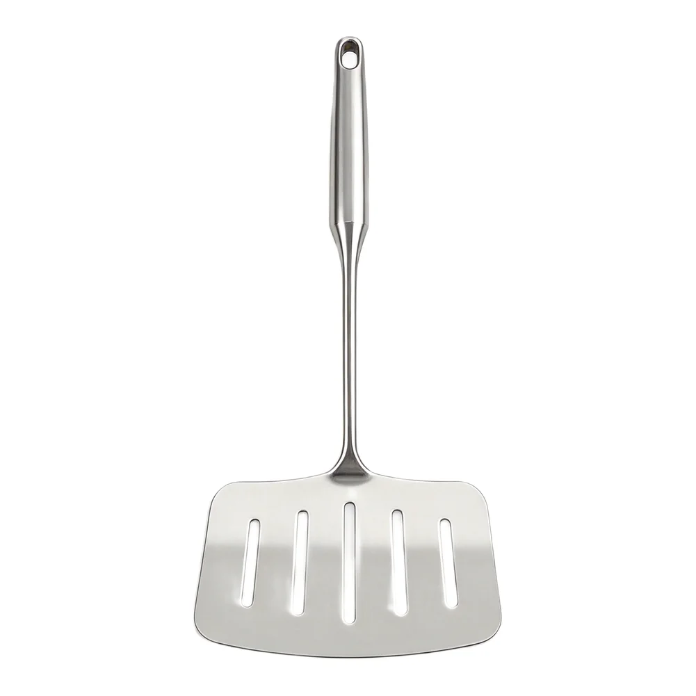 Stainless Steel Fish Spatula with Comfortable Wooden Handle Designed for High Temperature Cooking Environments
