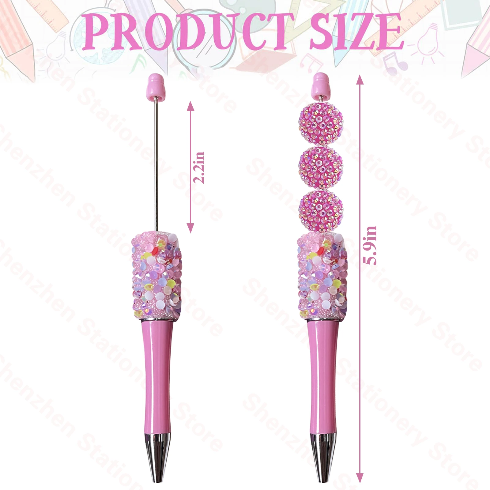 Imagem -05 - Plástico Beadable Beadable Caneta Esferográfica Faça Você Mesmo Bead Pen Escritório Escrita Suprimentos Papelaria Escola 24 Pcs