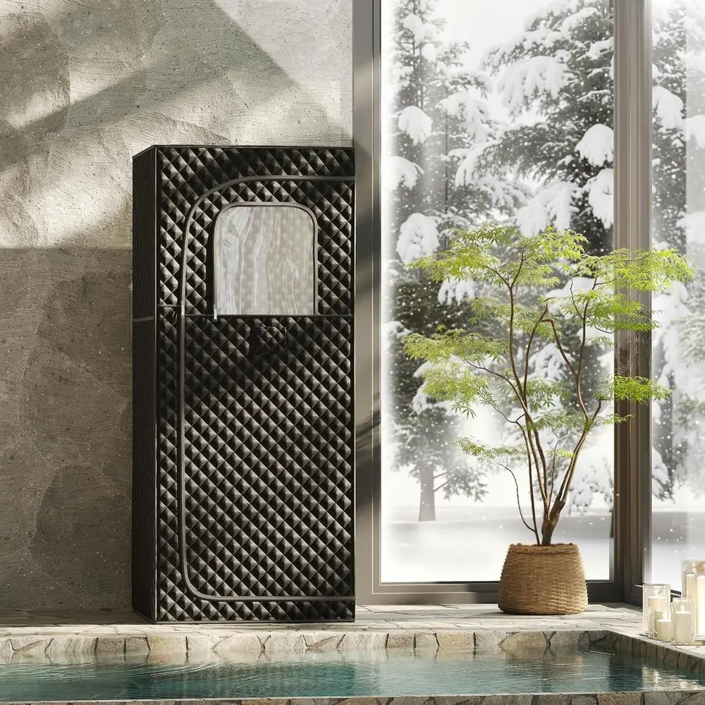 

1-Person Portable Home Dry Sauna, 1200W Low EMF Heating, 2.6x2.6x6 ft, with Foldable Chair