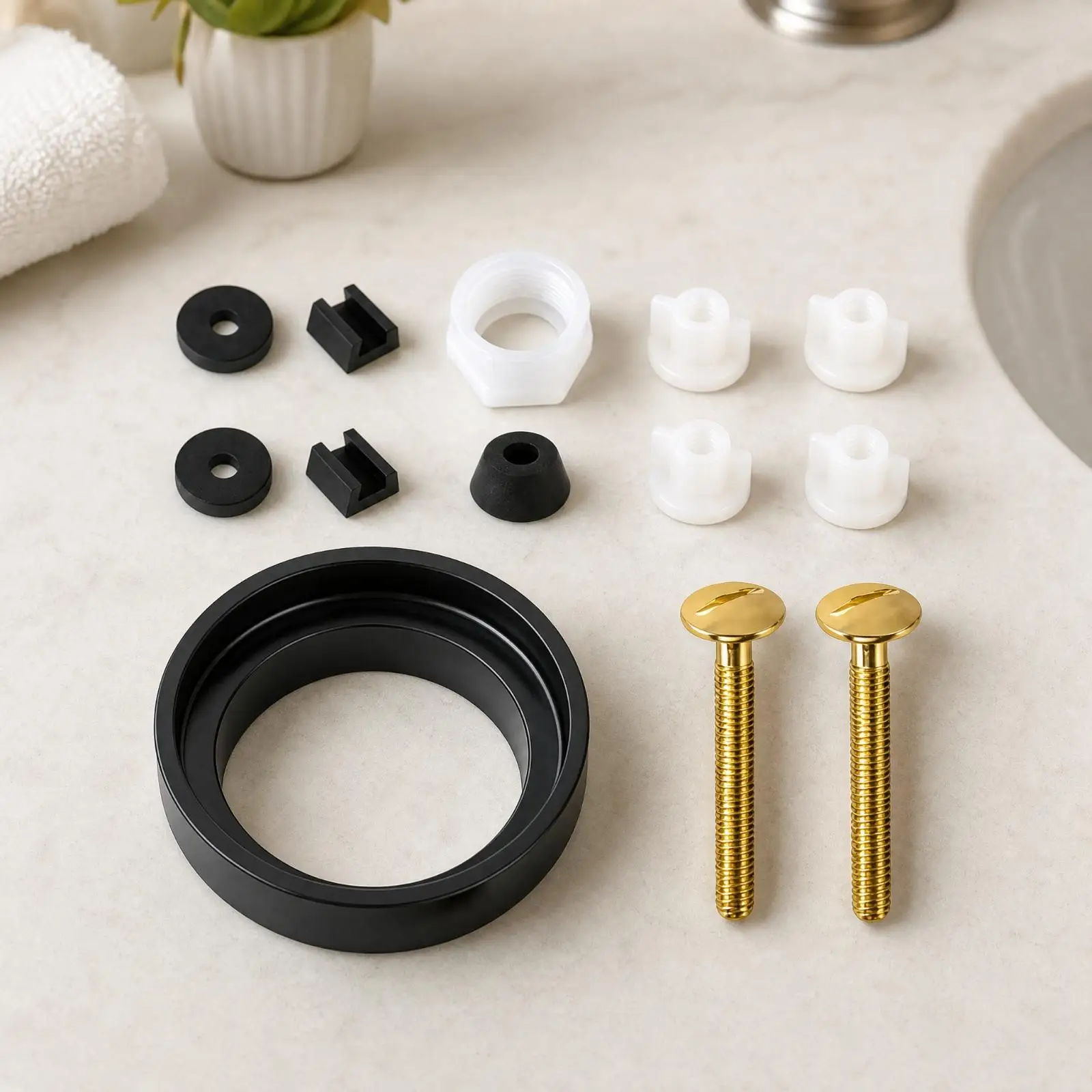 Toilet Fixing Bolt Kit for Tank to Bowl with Rubber Gasket and Copper Plated Nuts for 99-025 99-856