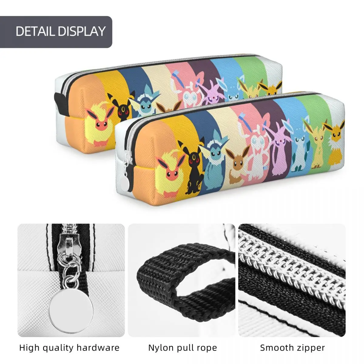 Imagem -05 - Eeveelutions-estojo de Lápis Kawaii com Grande Armazenamento Material Escolar Bolsas de Caneta Anime Japonês Presentes Estudantis Moda Bolsas