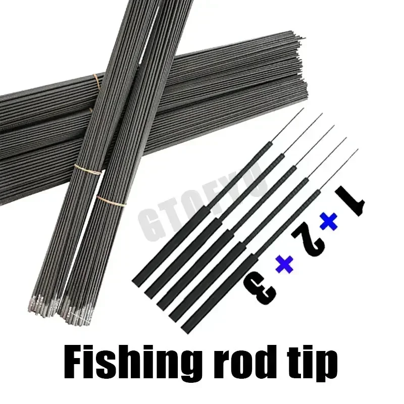 8.8mm-11.7mm 3 pieces Fishing rod tip Spare 1,2,3 sections Tanwan Fishing rod full Short size Hollow Carbon Accessories sturdy