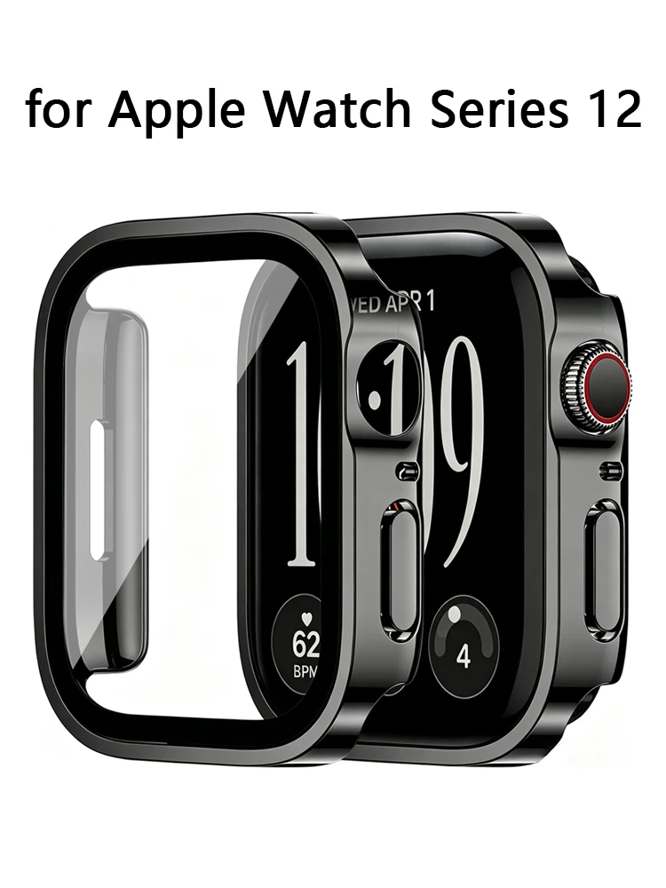 Capa para Apple Watch 46mm 42mm 49mm 45mm 44mm 41mm 40mm Protetor de Tela de Vidro Temperado Série 12 11 10 9 8 SE 3 Ultra 4 3