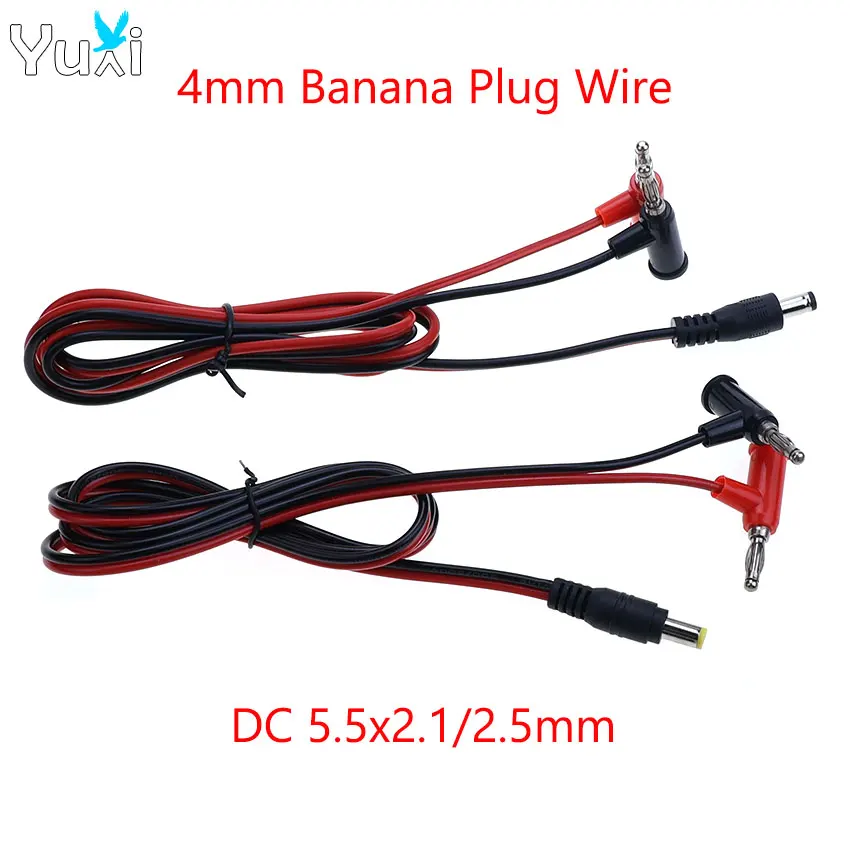 YuXi DC 5,5*2,1/2,5 mm Stecker auf 4 mm Bananenstecker, 0,5 mm² Testkabel, Netzteil, Pistolenförmiger Laternenkopf-Verbindungsanschluss, 1 m