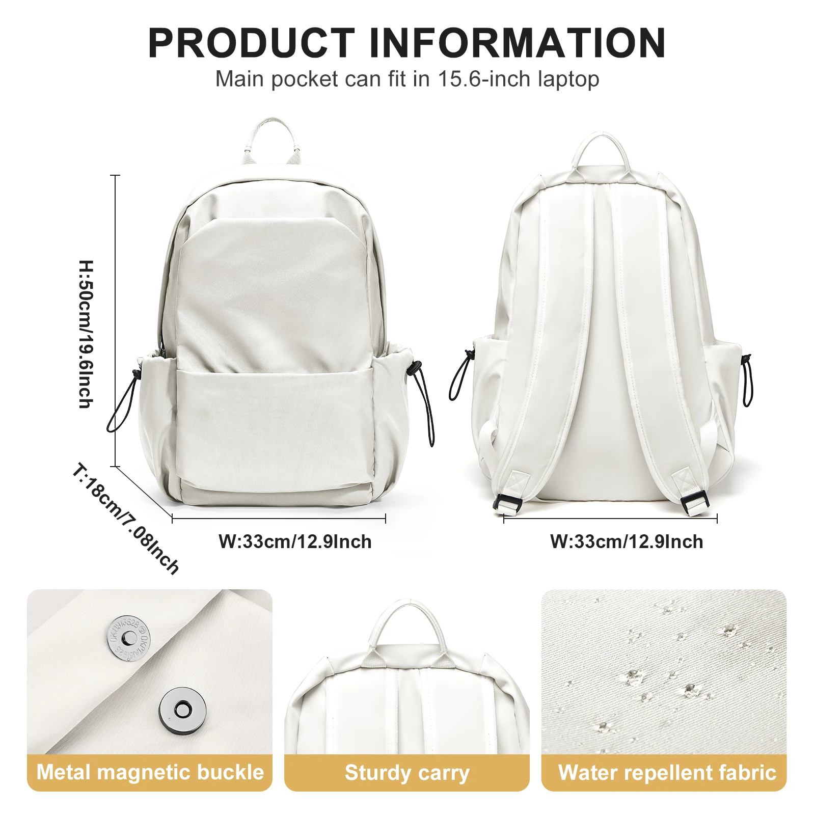 男性と女性のための防水ラップトップバックパック、軽量の毎日のバックパック、スポーツリュックサック、学校のコンピューターバッグ、大学、仕事、大学、旅行