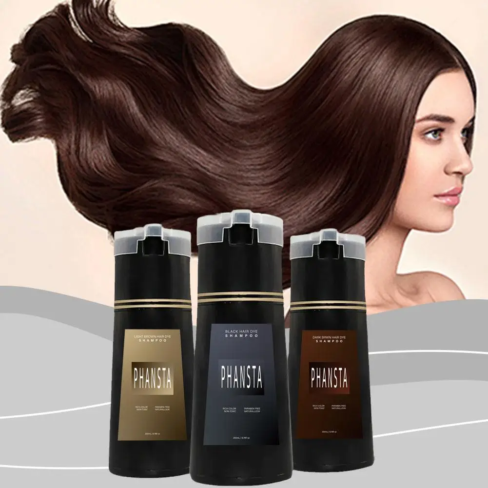 Champú de tinte para el cabello 3 en 1, champú de coloración rápida instantánea, cubierta permanente para cabello blanco, peinado puro a base de plantas, champú de tinte para el cabello