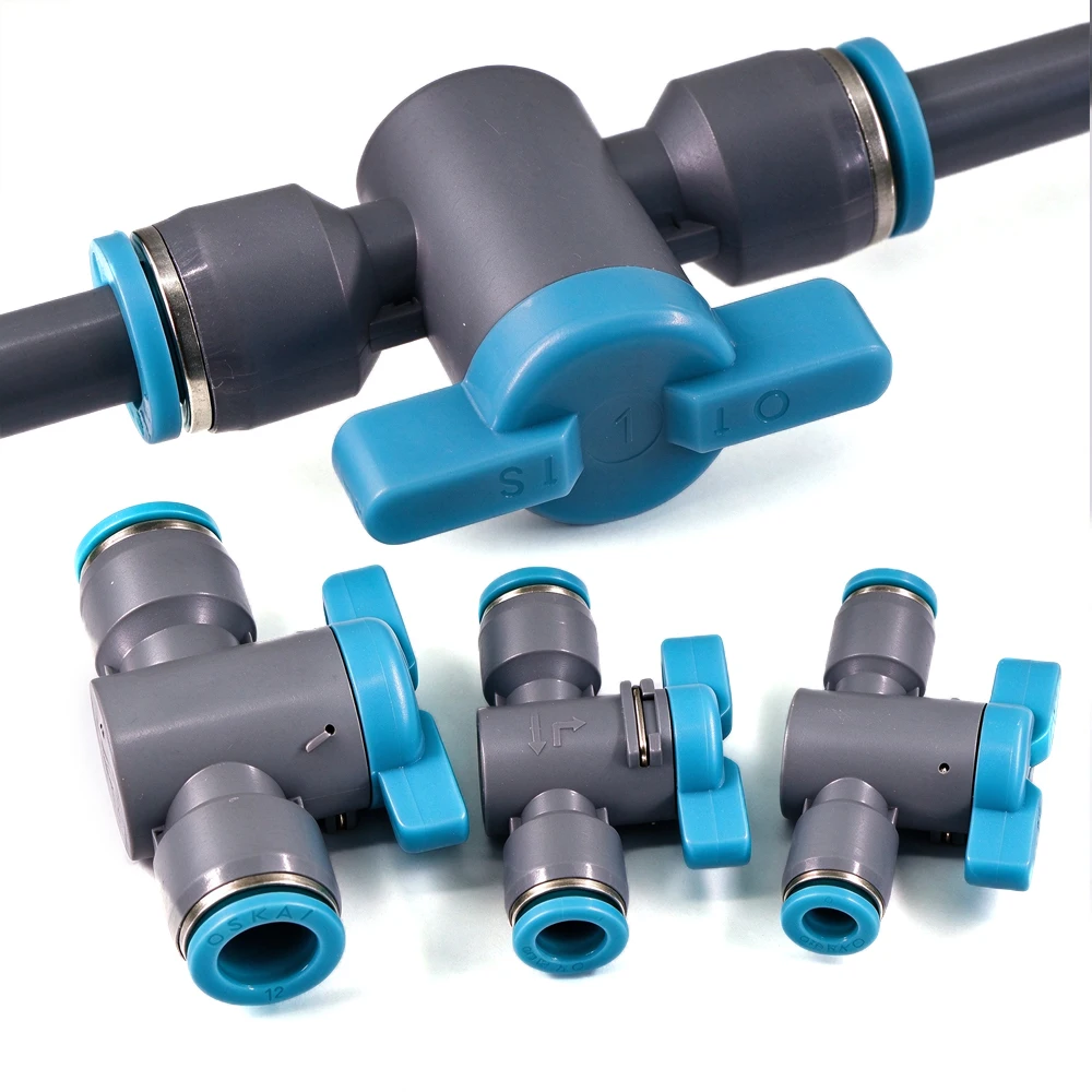 ID-6mm 8mm 12mm Quick Connection Shut-Off Valve for 1/4
