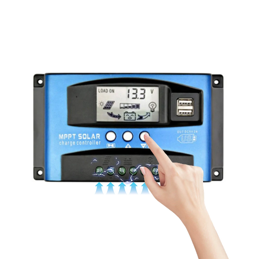 MPPT Solar Panel Battery Regulator Dual USB 30A 40A 50A 60A 100A Solar Controller 12V 24V Solar Charge Street Light Controller