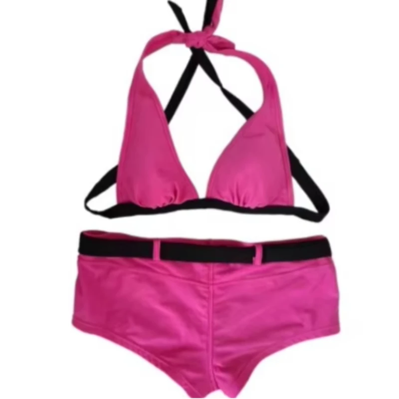 

Casual Harajuku Vintage Trend Solid Color Camisole Shorts Two Piece Summer Fashion Sexy Spicy Girl Navel Sleeveless Bikini Suit