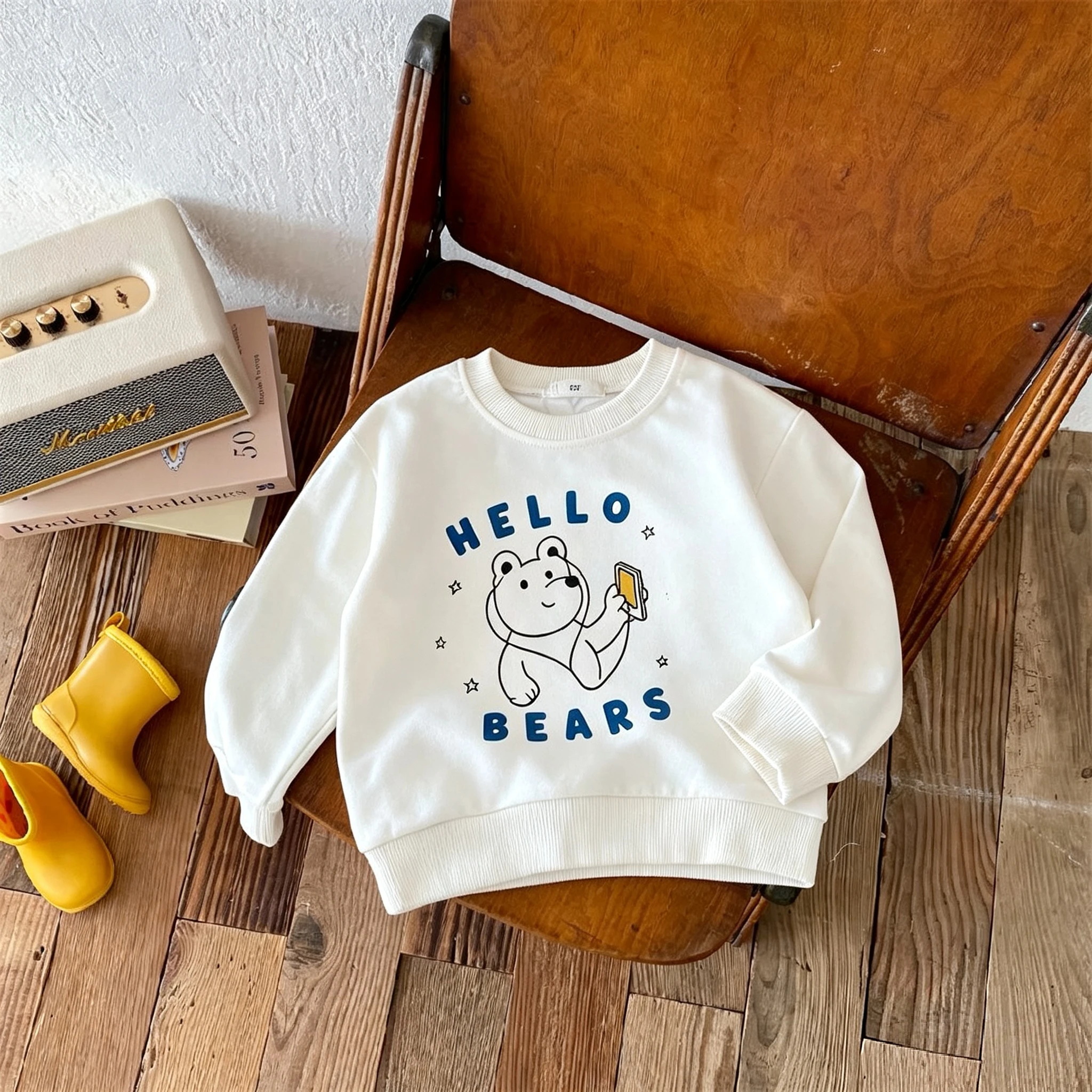 Children's Clothes Sweatshirts Autumn Fashion Simple Printed Kids Long Sleeve Tops Hoodies Crewneck Pullover Sweater Thin Loose