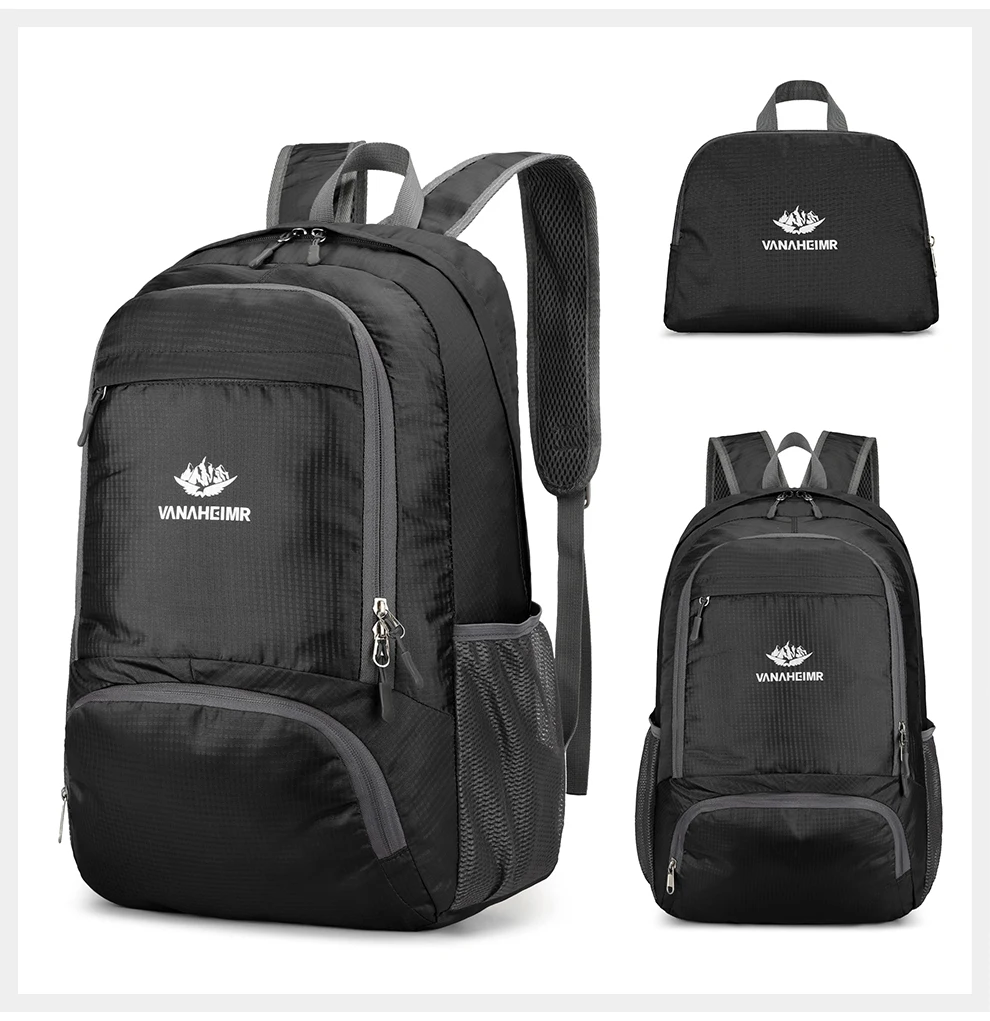 23l packbarer Rucksack faltbare ultraleichte Outdoor-Reisetasche großer zusammen klappbarer Rucksack Wander reise rucksack Bergsteiger-Tages rucksack Geringes Gewicht hohe Kapazität Wasserabweisendes Gewebe Top Punc – Detail 25