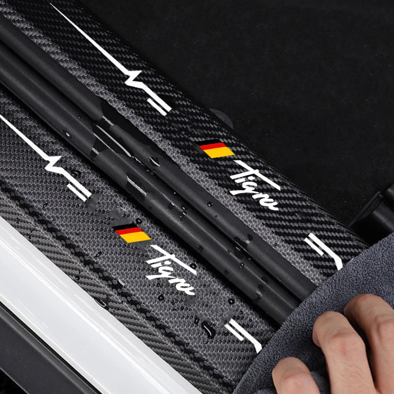 Carbon Fiber for Opel Tigra Logo Car Door Threshold Scuff Plate Decals Trunk Sill Stickers Pedal Guards Strip Tape Accessories