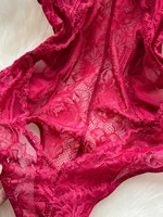 Foamlina Sexy Lace Push Up Bodysuit See Through Mesh Patchwork Sleeveless Slim Thin One Pieces Elegant Women's Strappy Lingerie - Image 6