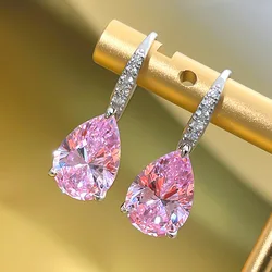 New Fashion Female Earrings 925 SIlver Needle Water Drop Pear Shaped Zircon Earrings For Women Statement Bijoux Pendientes