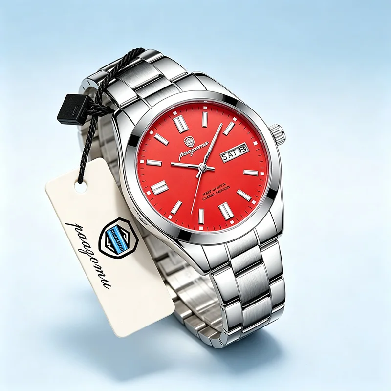 PAAZOMU Luxury Automatic Watch For Men Waterproof Stainless Steel Quartz Wristwatch Sports Diving Luminous Watch Man Gift Reloj