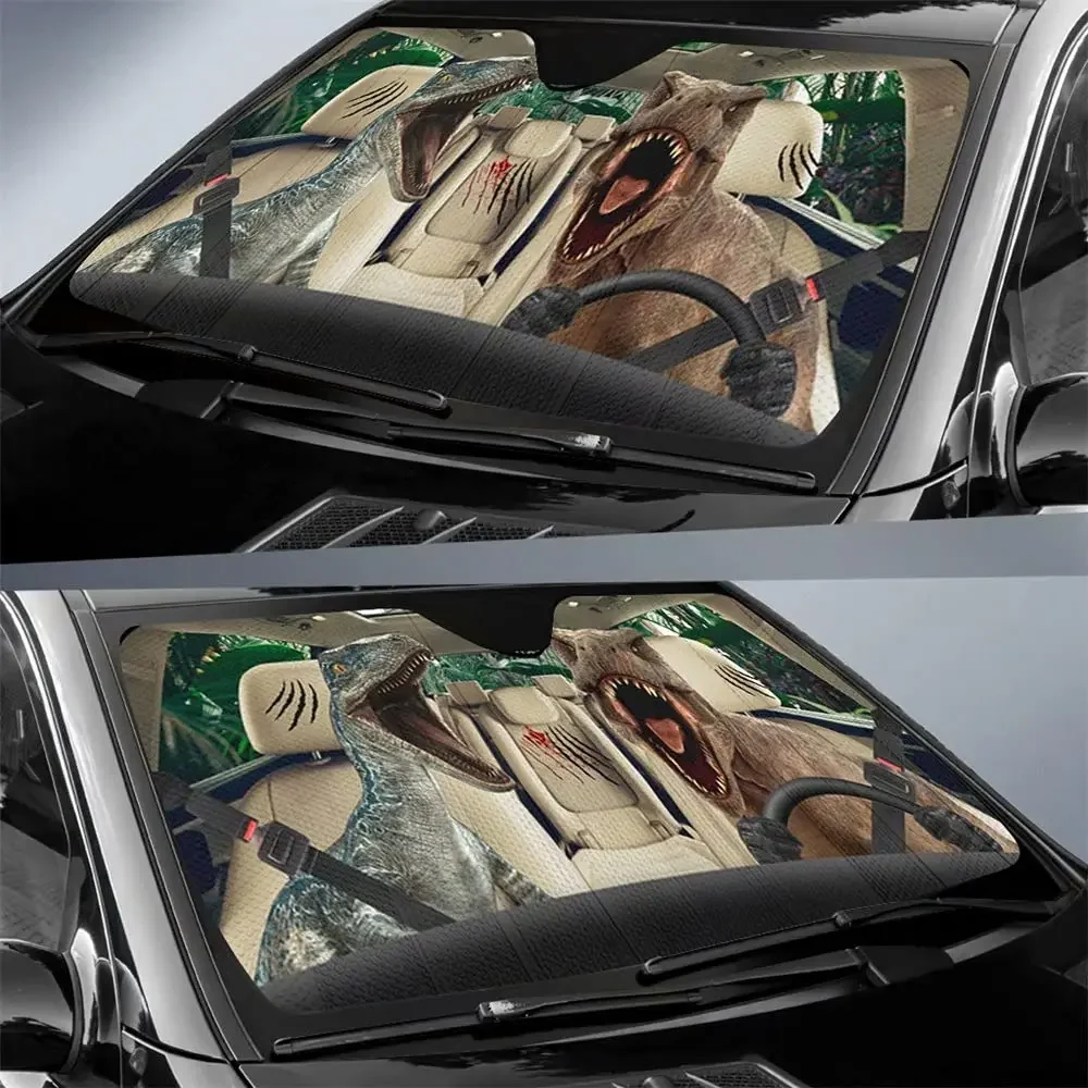 Car Sunshade Dinosaur Driving Auto Breeze Sun Shadow Forest Animal Folding Sunshade Visor Protector for Car Sunshade