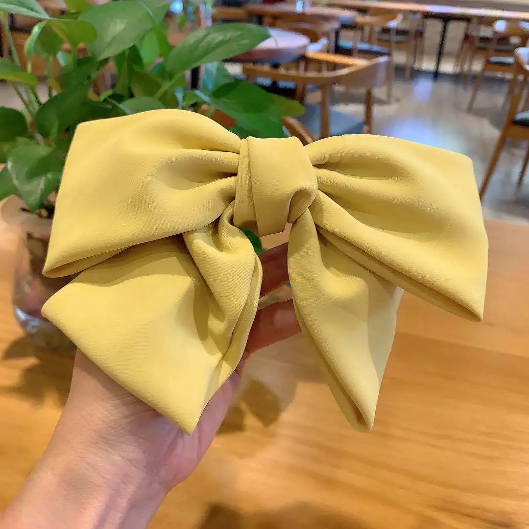 Candy Bow Spring Clip Hair Clip Satin Solid Barrette Bow Hairpin Temperament Girl Top Clip Female Elegant Drape Hair Accessoreis