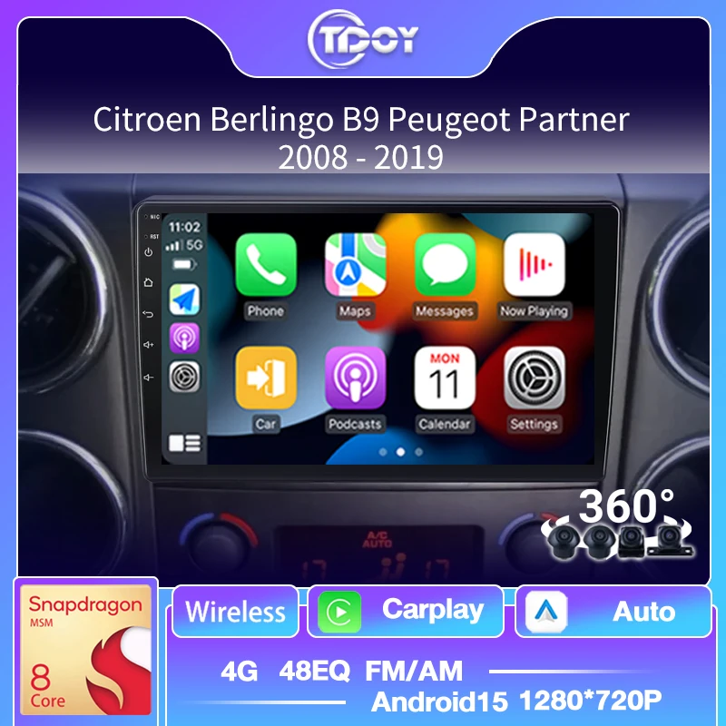 

Car Stereo For Citroen Berlingo 2 B9 Peugeot Partner 2008-2019 Autoradio Android Carplay Android Auto wireless 2Din Android Car