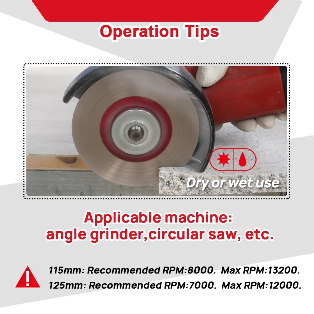 DT-DIATOOL-Diamond Cutting Disc, Grinding Saw Blades for Tile Ceramic Marble Stone, Diameter 115mm, 125mm, 1Pc