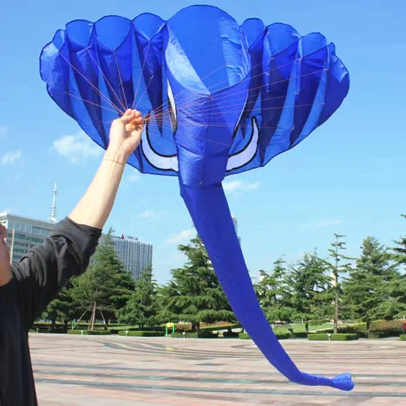 

5.5-meter Soft Kite Comes with 200M Cable Wheel Blue Elephant Outdoor Beach Special Kites Easy To Fly and Tear Proof Storage Bag