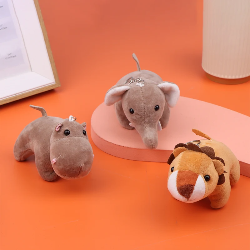 Kawaii Cute Forest Animals elefante ippopotamo peluche portachiavi giocattoli morbido cotone portachiavi giocattolo regalo