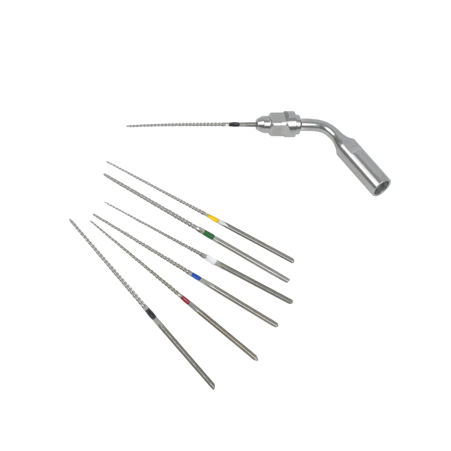 Syni 6Pcs Tandheelkundige Ultrasone U-Bestanden Staniless Staal 15-40 #33Mm Voor Wortelkanaalendodontics Roestvrijstalen Ultrasone Bestanden