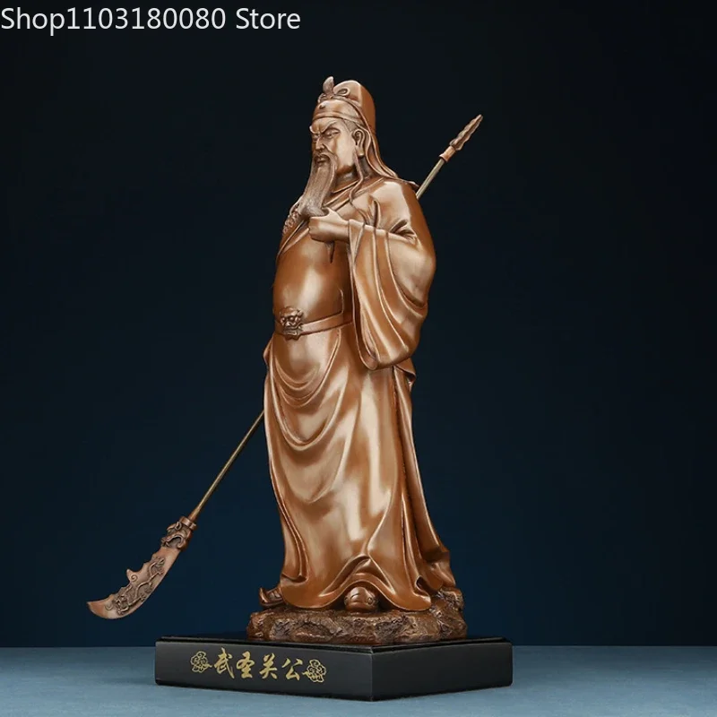 Red copper carve Zhao Gongming standing statue Chinese folk God of Wealth sculpture Lucky decor Large 105cm,52cm,41cm,27cm