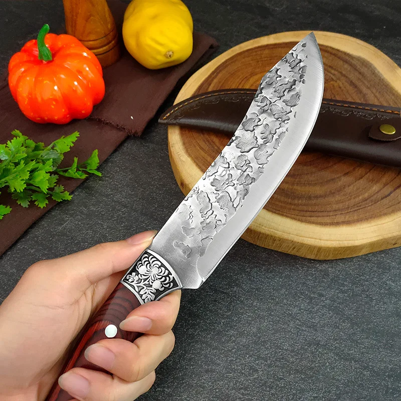 Coltello da cucina coltello per disossare forgiato mannaia da cuoco coltello da macellaio fatto a mano con fodero coltello multiuso di alta qualità