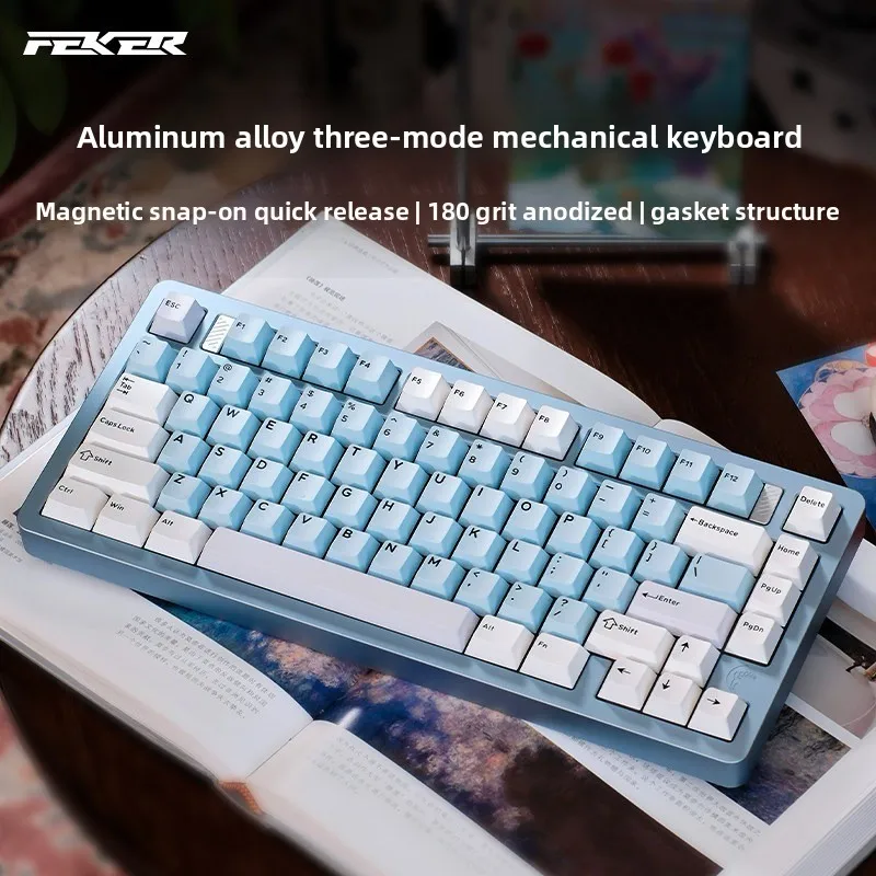 FEKER C75 Mechanical Keyboard Aluminum Alloy Wireless Tri Mode Quick-Release Gasket Mount Structure Customized Gaming Keyboard