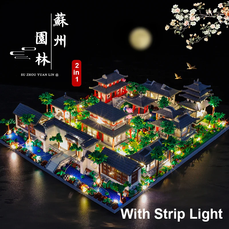 9234pcs City Street View China Suzhou Garden Model Building Blocks Traditional Architecture Micro Block Bricks Adult Collection