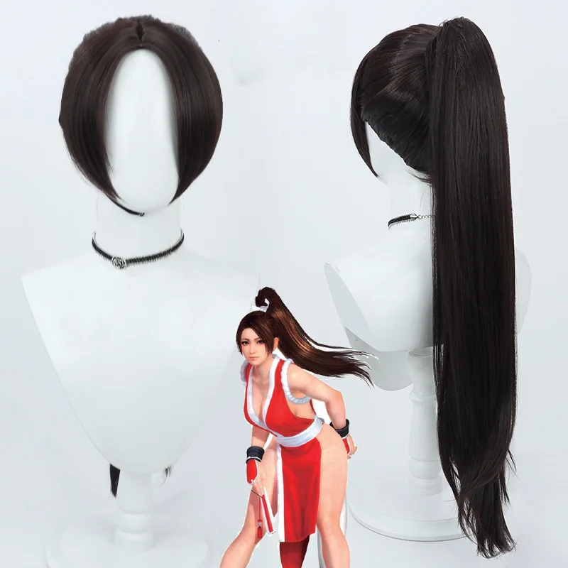 

Mai Shiranui Cosplay Wig Game White Black Long Hair Accessories High Temperature Wire Hair For Women