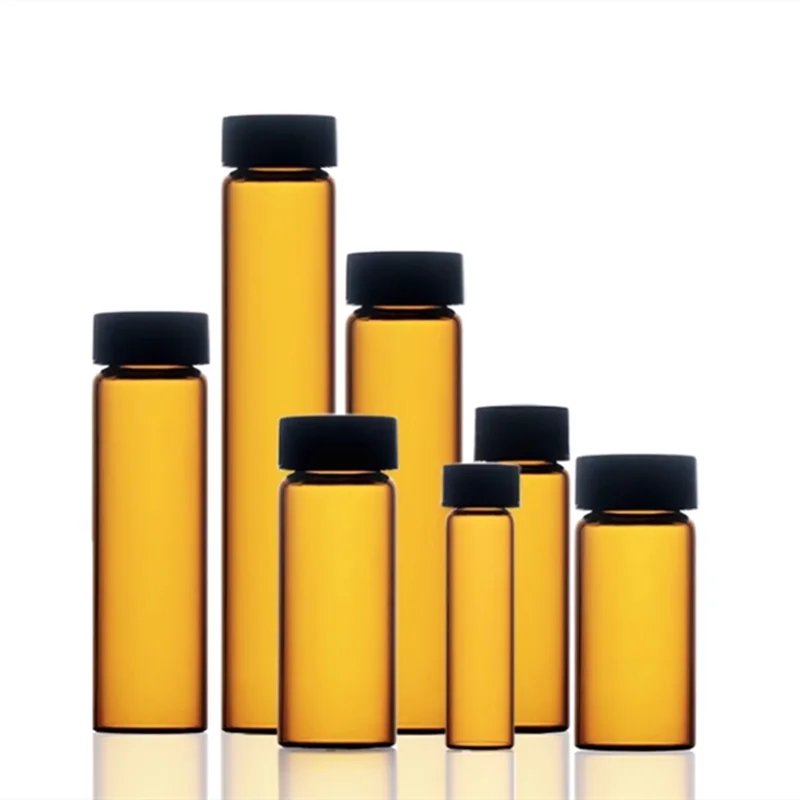 3 ml do 50 ml Brązowa szklana butelka z uszczelnieniem Próbki odczynników z plastikową pokrywką i zakrętką