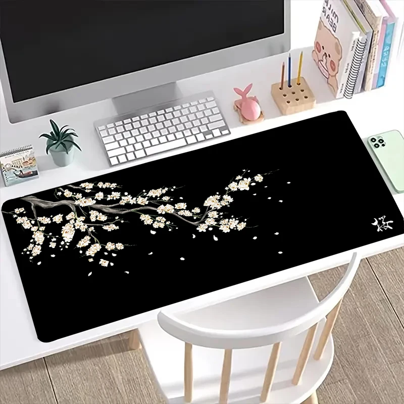 Japan Cherry Blossom Mouse Pad Gray Laptops Gaming Deskmat Sakura Mousepad Anime Office Carpet Gamer Keyboard Computer Desks