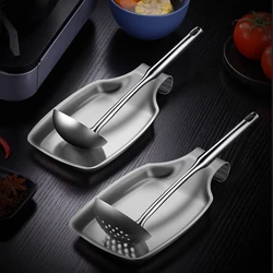 304Stainless Steel Kitchen Spatula Ladle Shelf Spoon Rest Pot Lid Holder Rack Cover Strainer Pad Multifunction Stand Containers