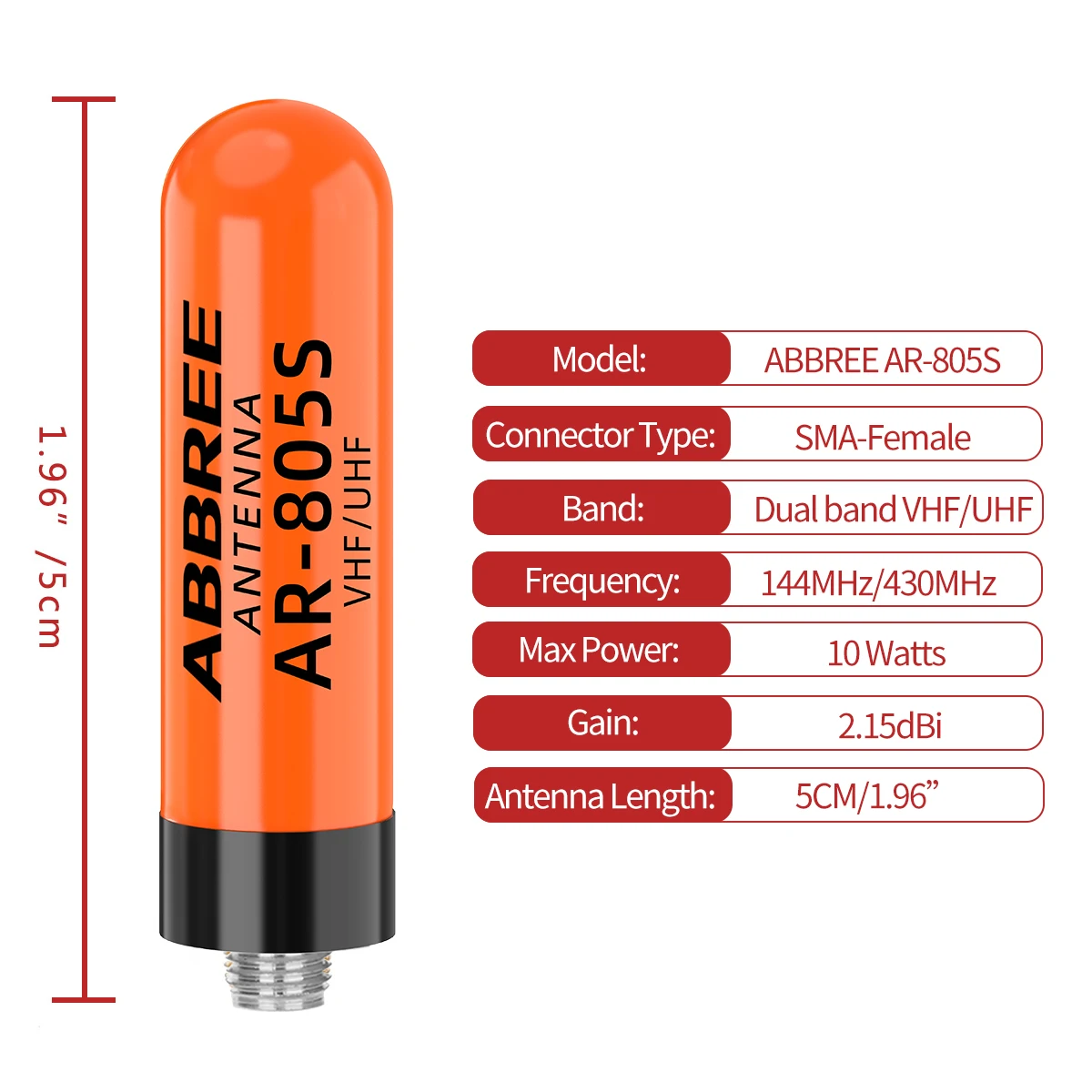 ABBREE AR-805S Mini Short Walkie Talkie Antenna Dual Band SMA-Female High Gain Antenna For Baofeng UV-5R Mini UV-32 Ham Radio view 3