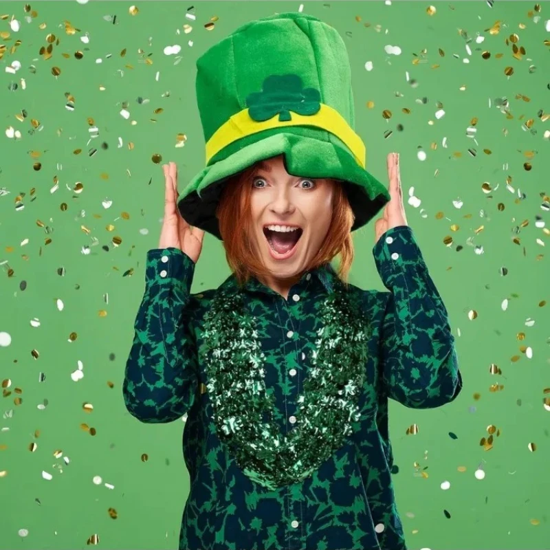 St. Patrick's Day Clover velvet top hat for men and women St. Patrick's Day Party Party Gifts Irish Elf costumes Fun hats